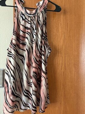 Liverpool Black & Cream Wave-Print Halter Top